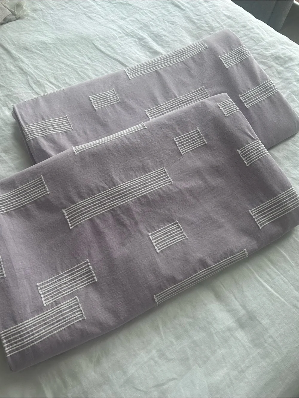 WEST ELM KIDS Set of 2 Clipped Blocks Blackout Curtains in Lavender 48”x 84”